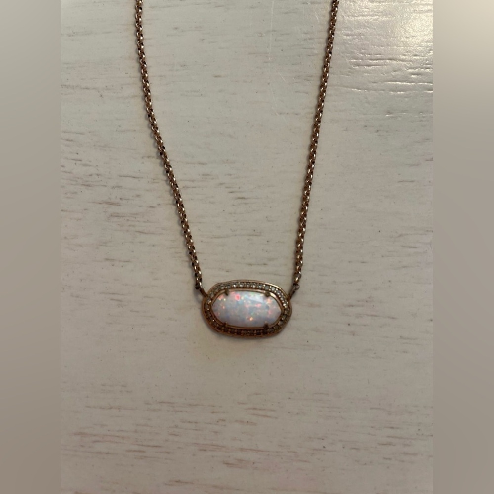Kendra Scott Opal Rose Gold Pendant Necklace